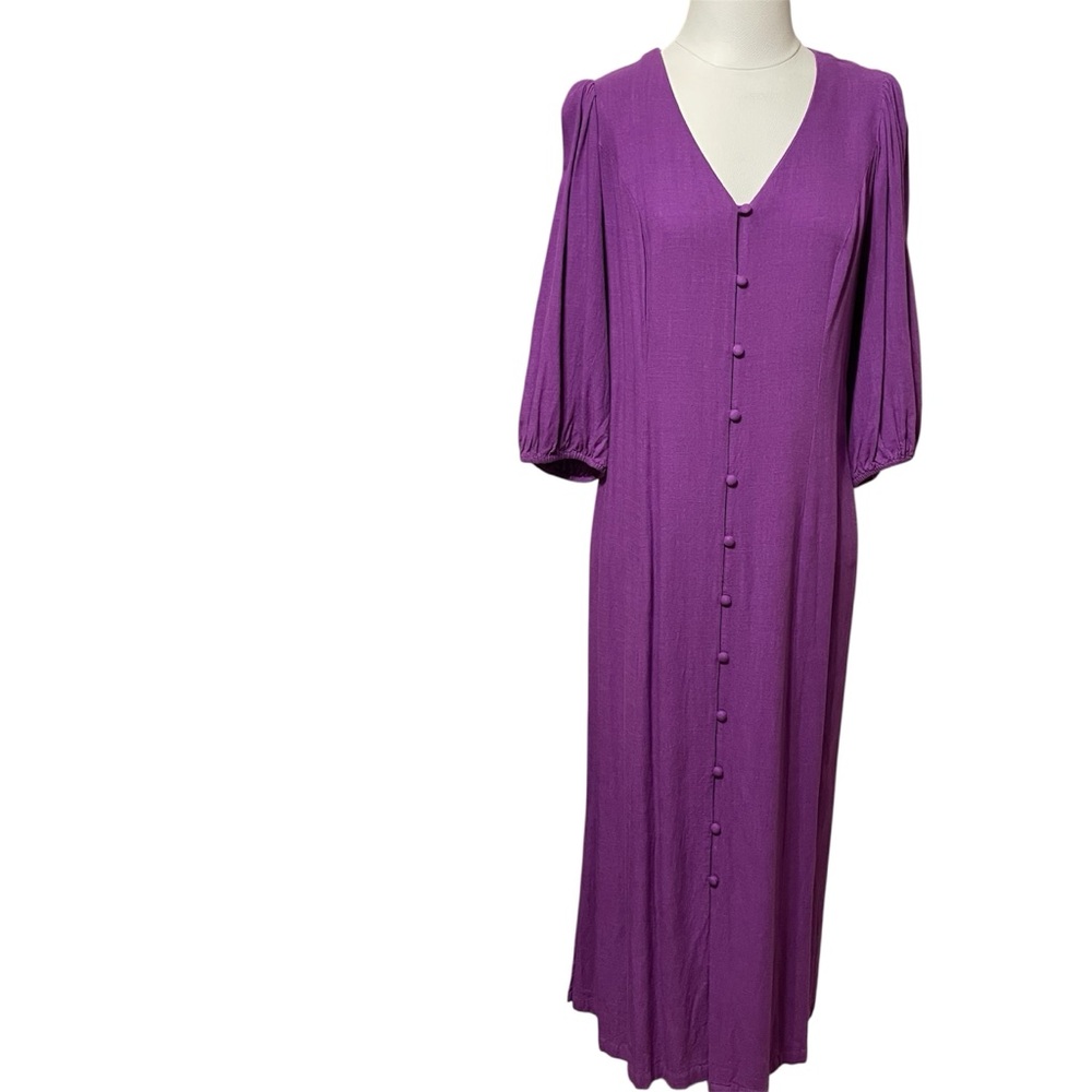 J. Jill Purple Linen Blend Dress Medium Tall